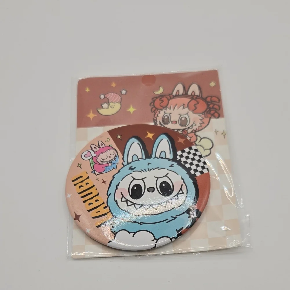 Fun Labubu Character Button Compact Mirror